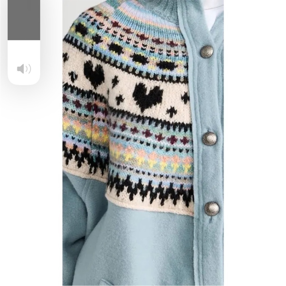 Free People Blue Fair Isle Zip-Up Cardigan Jacket - Picture 10 of 13